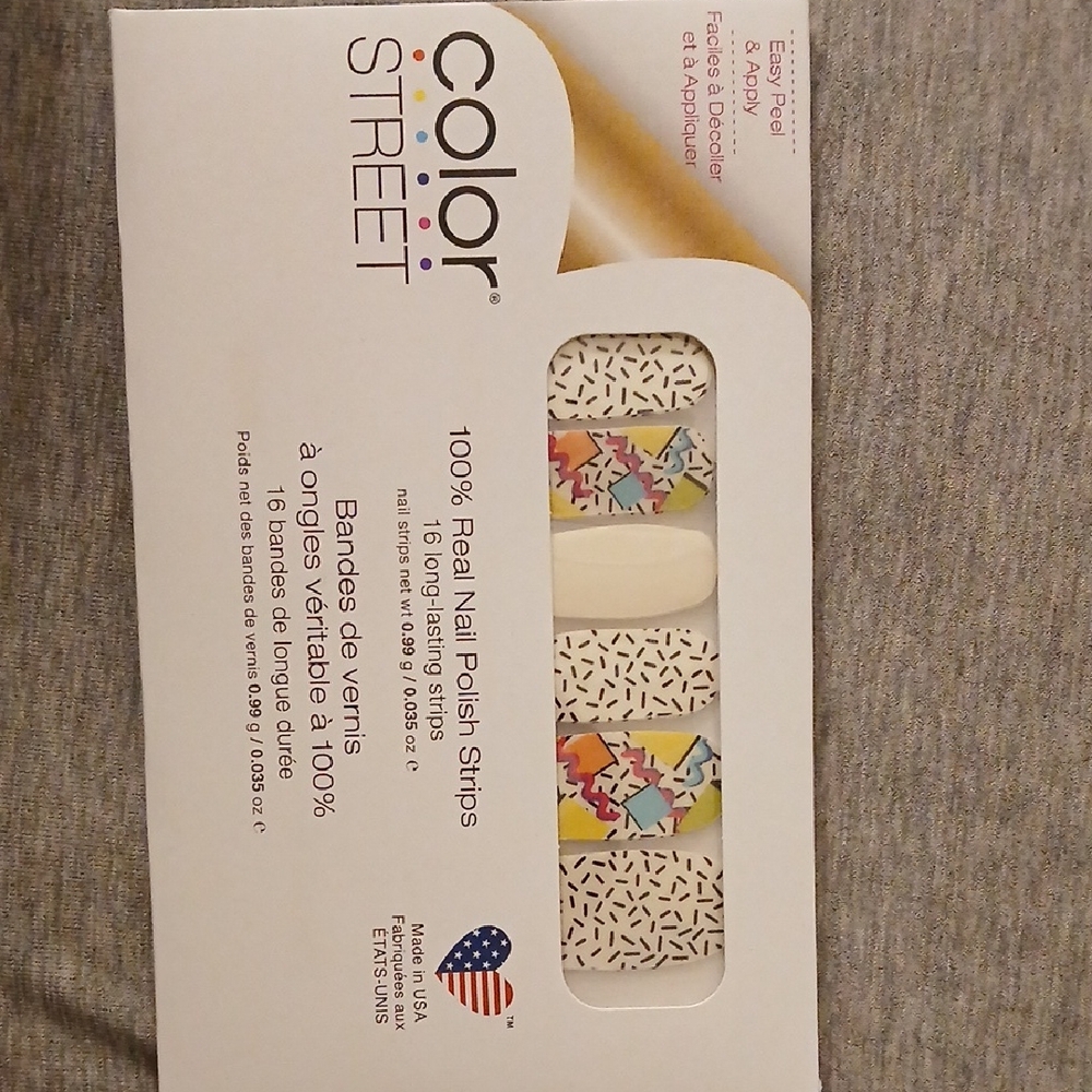 Color Street White Nail Strips with Multicolor Confetti Accents